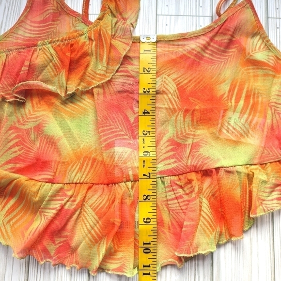 Urban Outfitters Asymmetrical Tropical Ruffle Cami in Orange and Green Sz Lg NWT - Picture 9 of 10